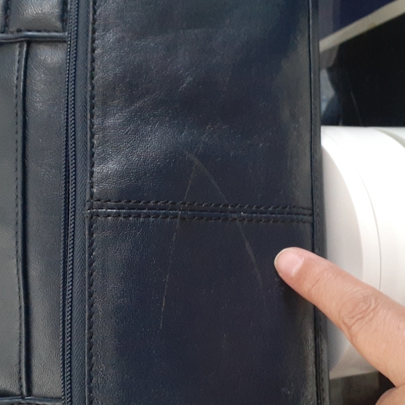 Vtg. Unbranded Shoulder Purse Blue Genuine leather with man made trim. - Picture 10 of 16